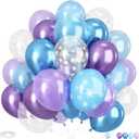 Purple Blue Balloons Decorations, 12 Inch Purple and Blue Party Balloons, Metallic Balloon and Snowflake Balloon for Girls Snow Birthday Baby Shower Party Supplies