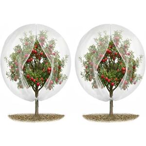 15 x15 ft Large Fruit Tree Netting Cover for Squirrels and Birds with Zipper, 2 PC Fruit Tree Covers to Protect Fruit from for Fruit Trees (White)