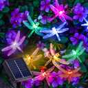 25.9 FT Dragonfly Solar String Lights, 8 Modes Waterproof Multicolor Lights Outdoor, 20 LED Solar Powered Dragonflies String Lights for Garden Fence Patio Yard Christmas Tree & Party Decor