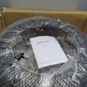 Low Profile DC Small Black and Gold Wicker Ceiling Fan with Light Fixture and Remote,Enclosed Rattan Caged Flush Mount Bladeless Wooden Fandelier for Kitchen Bedroom Indoor