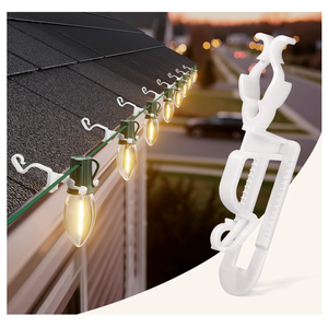 Universal Christmas Lights Clips, 100 Count All-in-One Gutter Clips for C7/E12, C9/E17 Lights, Mini String Lights, Rope Lights, Outdoor Christmas Decor
