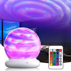 Portable Battery Night Light LED Aurora Projector with Remote Control, RGB Color Changing Lamp, for Bedroom,Children's Room,Living Room,Game,Party Atmosphere Lights