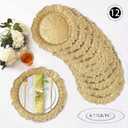 MAONAME Gold Charger Plates Set of 12, Reef Plate Chargers for Dinner Plate, Round Plastic Table Chargers for Thanksgiving, Christmas, 13-inch
