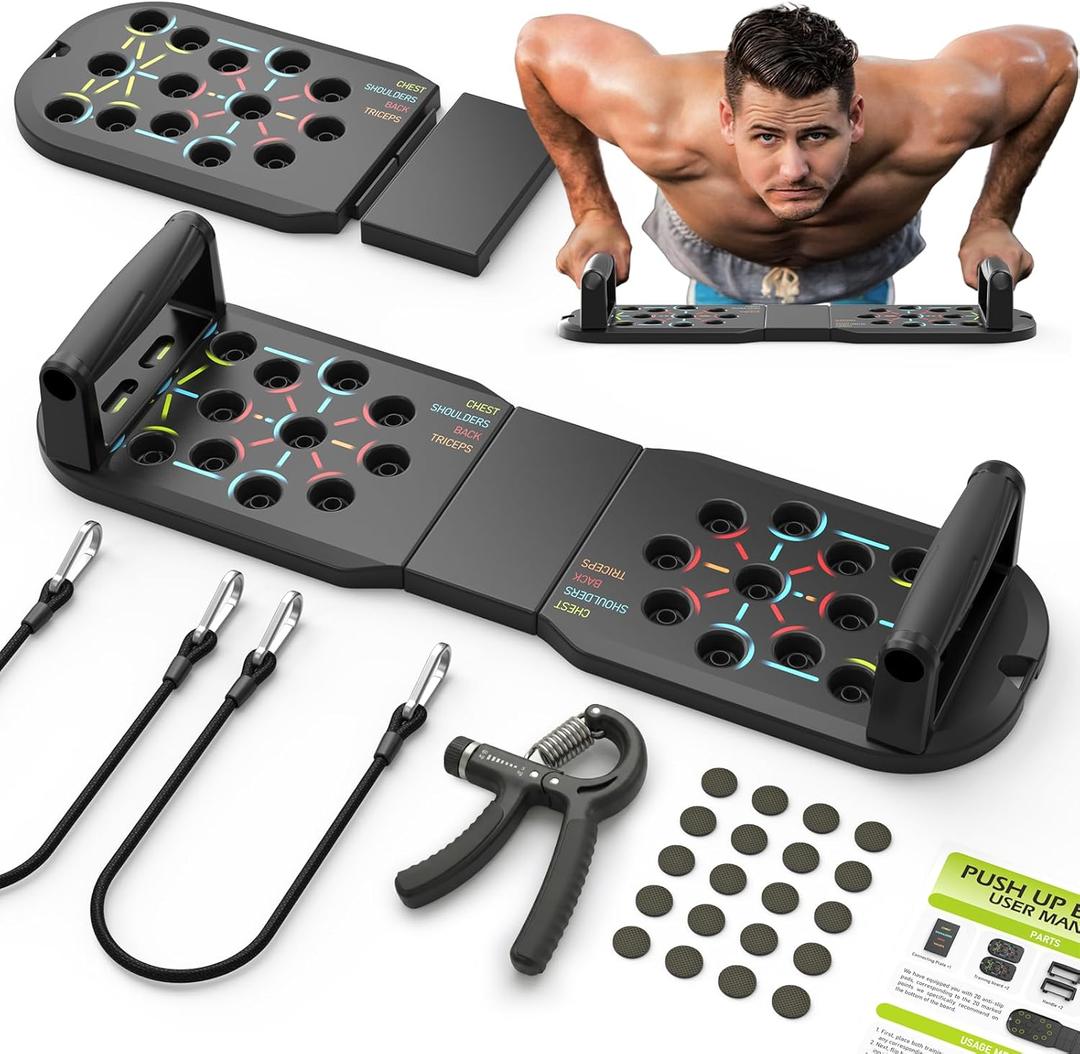Push Up Board Fitness, Workout Home Gym Equipment, 20 in 1 Exercise Pushup Bar Handles for Floor, Strength Training Equipment for Men