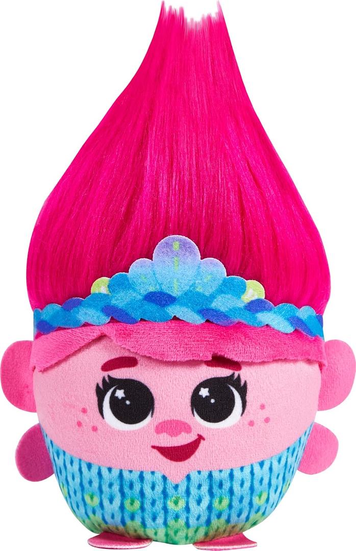 Mattel DreamWorks Trolls Band Together Hairmony Mixers Queen Poppy Plush Toy with Sound, 6-inch Soft Doll Inspired by the Movie, Interactive Harmonizing