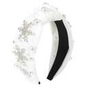 Gmmidea Christmas Snowflake Headbands for Women Crystal Pearl Tree Snowflake Knotted Headband Embellished Wide Twist Xmas Hairband Holiday Christmas Headpiece Outfits Accessories