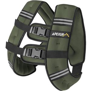 APEXUP Weighted Vest with 5lbs/10lbs/15lbs/20lbs/25lbs/30lbs Weights and Reflective Stripe, Weight Vest Men Women for Workout, Strength Training, Running (Green)