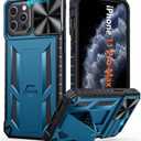 FNTCASE for iPhone 11 Pro-Max Case: Military Grade Drop & Shock Protection Cell Phone Cover with Kickstand & Slide | Rugged Protective Bumper Textured (Blue)