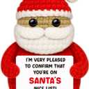 2 x Funny Crochet Santa Claus Christmas Gift,Xmas White Elephant Gifts Stocking Stuffers for Adult Kids Daughter Son Best Friend Teens Girls Boys,Handmade Christmas Decorations for Tiered Tray Office Desk