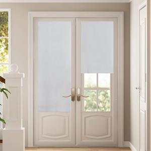 NICETOWN 100% Blackout Roller Shades, No Tools No Drill Cordless Blinds for Windows, Thermal Insulated Privacy French Door Window Shades for Bedroom Kitchen (26" W x 64" L, Greyish White, 1 Panel)