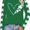 St Patricks Day Shirt Women Lucky Shamrock T-Shirt Saint Patricks Day Long Sleeves (Green, S)