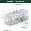 Live Animal Cage Trap, 26"x9.8"x9" Heavy Duty Folding Humane Traps Galvanized Steel Trap Cage with 1x Pair of Gloves for Raccoon, Squirrel, Stray Cats, Groundhogs, Armadillos, Opossums, Rabbits