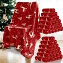 Preboun 48 Pack Bulk Christmas Soft Fleece Blankets 50 x 60 Inch Bulk Lightweight Warm Fleece Throw Blankets for Pet Bed Sofa Couch Office Wedding Gifts Travel (Deer)