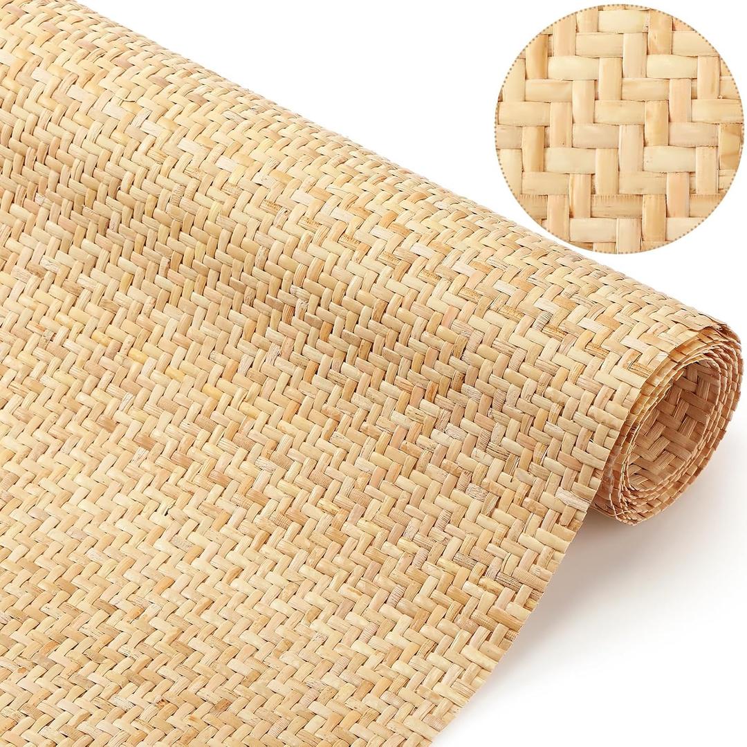 Wesiti 24" x 118" Natural Cane Webbing V Shape Rattan Webbing Roll for Caning Projects Woven Mesh Cane Rattan Material Sheet for Furniture, Chair, Cabinet, Ceiling, Bed, Basket, Door, Brown