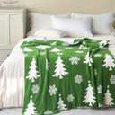 NIDITW Ultra Soft Cozy Snowflake Christmas Tree Throw Blanket Microfiber Knitted Blanket Lightweight Fluffy Fleece Blanket for Home Sofa Couch 50x60 Inches (Christmas Tree)