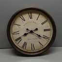 Bernhard Products Large Decorative Wall Clock 20 Inch Silent Non Ticking Battery Operated Quartz Vintage Stylish with Rustic Black Rim for Home Living/Dining Room Kitchen & Over Fireplace