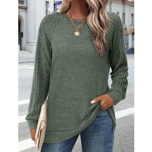 Tunic Sweatshirts for Women Crewneck Lightweight Sweaters Raglan Long Sleeve Shirts Fall Fashion Tops 2026, Size M