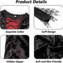 Kids Royal Vampire Costume Girls 3-14 Years Halloween Costumes Dress with Teeth Necklace Accessories (Black)