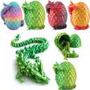 Qxbuhe 12 inch 3D Printed Dragon Eggs with Dragon Inside. Easter Dragon Eggs, Mystery Surprise Easter Eggs for Kids, Unique 3D Printed Animals (Turquoise)