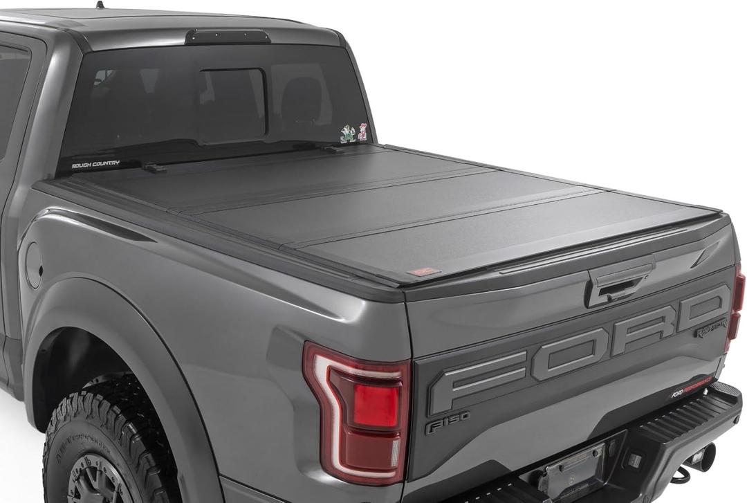 Rough Country Hard Tri-Fold Truck Bed Tonneau Cover for Ford F-150 (2021-26), Lightning (2022-26)
