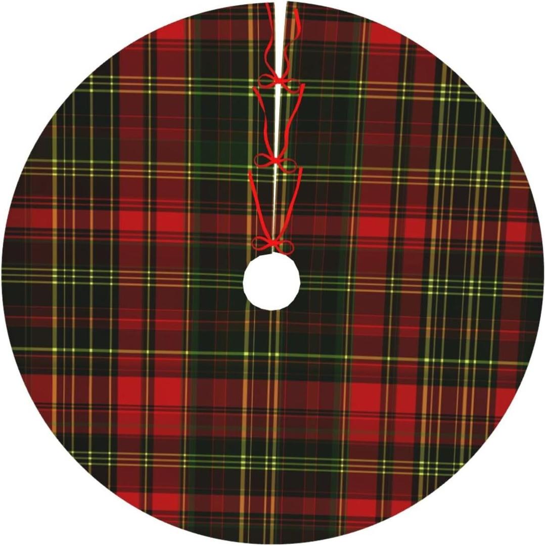 Buffalo Check Plaid Christmas Tree Skirt 36" Xmas Tree Mat New Year Holiday Party Christmas Decorations for Home