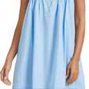 AVIIER 100% Cotton Nightgowns for Women Sleeveless Night Gown with Pockets (Blue, S)