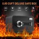 Tenamic Biometric Fingerprint Safe Box 0.85 Cubic Feet Fireproof Waterproof Safe Box with Induction Light and Leather, Solid Alloy Steel Office Hotel Home Cabinet Safe, Black
