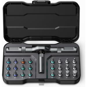 Bomivoi 24 in 1 Magnetic Screwdriver Set, DIY Ratchet Screwdriver Set, Multi Bit Magnetic Drive Set with Detachable Ratchet Handle, Portable Precision Repair Tool Kit for Furniture Computer Bicycle