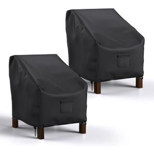 Mrrihand Patio Chair Covers Outdoor Furniture Covers Waterproof Lounge Deep Seat Cover Heavy Duty Lawn Patio Furniture Covers 2 Pack - 38W x 31D x 29H inch (Black)