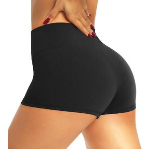 QGGQDD Workout Biker Shorts for Women - 3"/5" High Waisted Tummy Control Spandex Booty Shorts for Gym Yoga Volleyball (Black, XL)