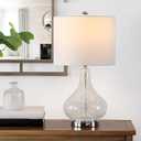 SAFAVIEH Lighting Collection Brooks Clear Glass 24-inch Bedroom Living Room Home Office Desk Nightstand Table Lamp (LED Bulb Included)