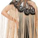 BABEYOND 1920s Shawl Wraps Long Fringed Evening Cape Sequin Beaded Party Shawl (Style 2 - Black Gold)