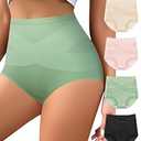QUASTI Women's High Waisted Underwear Tummy Control Cotton Postpartum Panties Full Coverage Briefs 4 Pack(XXL) Multicolor