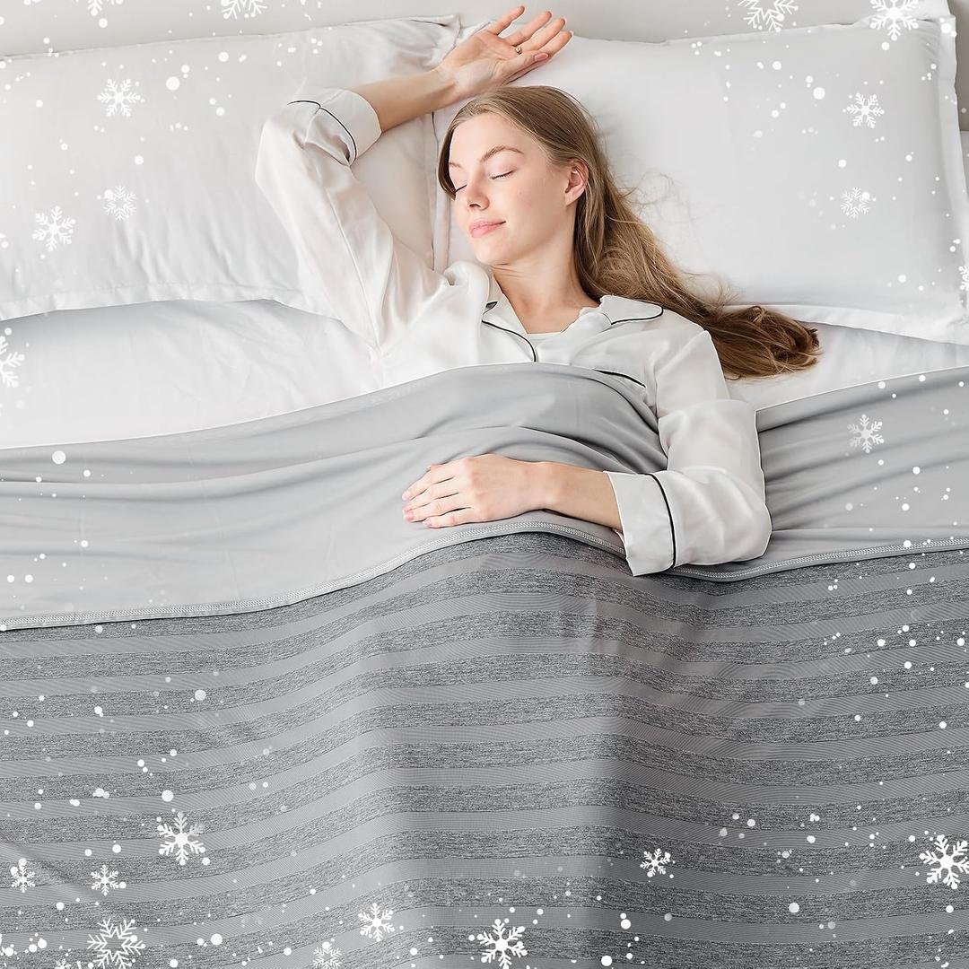 EMME Cooling Blanket King Size, Summer Bed Blanket for Hot Sleepers, Thin Lightweight Cold Blankets for Sleeping, Throw Blanket for Couch, Double-Sided Keep Body Cool, Grey Bed Sheet