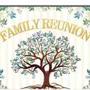 AIIKES 8X6FT Family Reunion Backdrop Welcome Family Tree Members Photography Background Gathering Gold and Green Party Decorations Photo Studio Props 12-613