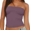 Tankaneo Womens Strapless Tube Tops Cropped Y2K Going Out Fitted Tank Tops | Summer Trendy, Layered Bandeau Shirts (S)