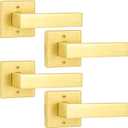 Dummy Door Knob Interior Gold Dummy Door Handles Dummy Door Lever Satin Brass (4 Pack,Half-Dummy) (Dummy 4 Pack)