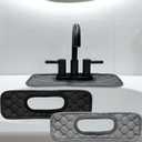 Bathroom Sink Splash Guard Oval-Hole Rectangle-Hole: AHA HOMEWARE, Faucet Mat for Bathroom Sink Oval Base, Bathroom Sink Water Splash Guard Centerset Rectangle Base (Black & Gray)