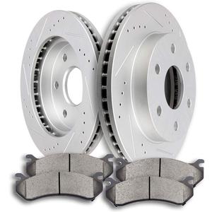 SCITOO Brake Kits - (2) Front Drilled and Slotted Brake Rotors (4) Ceramic Pads for Cadillac Escalade ESV EXT, for Chevy Astro Avalanche Silverado Suburban,1500 Tahoe, for GMC Safari Sierra,1500