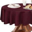 Obstal 210 GSM Round Burgundy Tablecloth - Oil-Proof Spill-Proof Waterproof Table Cloth, Christmas Decorations Fabric Table Cover Protector for Holiday Party (Burgundy, 60 Inch Diameter)