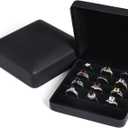 Small Ring Organizer Box, Portable Jewelry Rings Display Collector Case, Jewelry Ring Tray holder Showcase. Modern Rings Storage Boxes Fit for Women, Girl for Travel (Black)