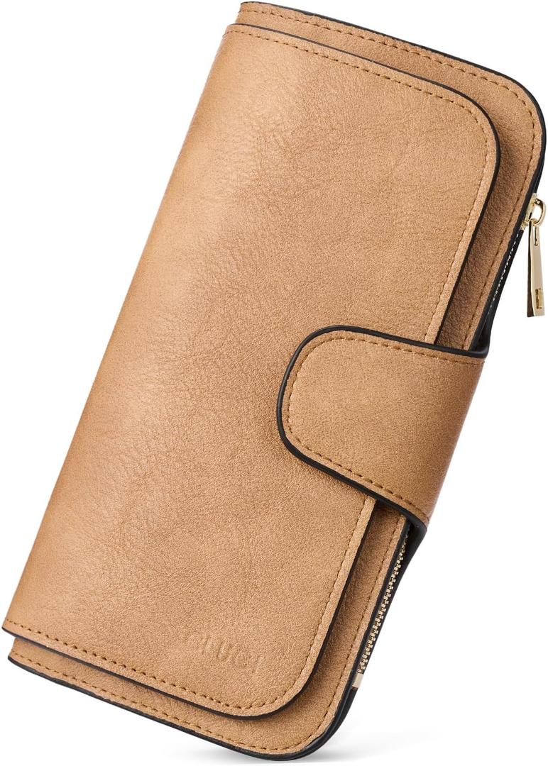 CLUCI Wallet For Women PU Leather RFID Blocking Womens Wallet Bifold Card Holder with ID Window Gifts for Women Birthday | RFID Blocking, Designer, Trifold, Card Holder, ID Window