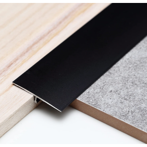 Trimold 3Pcs Aluminum T Molding Trim & Floor Transition Strips, Flat Divider Strip for Door Threshold and Joining Flooring Gaps of Laminate Planks Tile (2.9Ft x 1.6In, Matte Black)