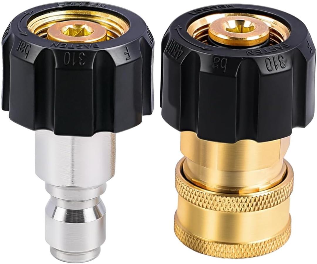 Pressure Washer Adapter Set, M22 14mm to 3/8 inch Quick Connector 5000PSI Fitting for Connect Power Washer Gun Hose and Pump(2pcs M22 14mm to 3/8")