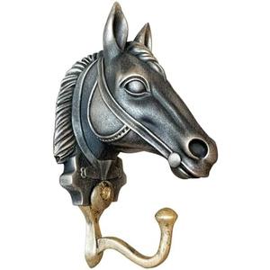 Pewery Vintage Horse-Shaped Decorative Wall Hook for Hanging Clothes, Coats, Towels, Keys, and Hats, Resin Antique Sculpture with Hook for Wall Decor