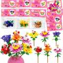 WODMAZ Flower Bouquet Building Blocks, 24 Packs Romantic Flower Toys Easter Gifts for Kids Easter Theme Party Favors Egg Hunt Basket Stuffer, Classroom Prize Supplies
