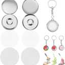 BEAMNOVA 50 Sets of Metal Button Maker Supplies for 25mm / 0.98 in (Approx. 1 inch) Machine, Metallic Double-Sided Keychain Parts for Hand Press Round Badge Crafts Maker
