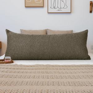 JoraLion 20x54 inch Neutral Boucle Body Pillow Cover, Brown Long Pillow Cover Cozy Soft Cushion Case for Couch Sofa Bed Living Room Home Decor, Pack of 1 (Cover Only)