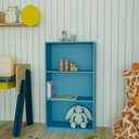 Furinno BASIC Book Shelf, 3-Tier Modern Bookshelf, Bookcase with Open Shelves, 9.3 x 21.8 x 39.5, for Living Room, Bedroom, Home Office, Light Blue