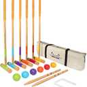 GoSports Six Player Croquet Set - Choose Deluxe (35") or Standard (28") - Modern Wood Design